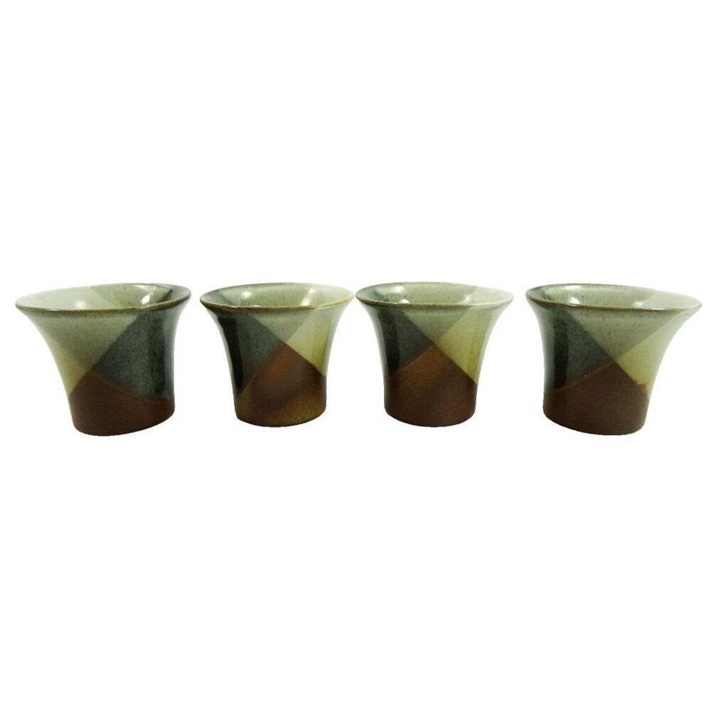 4 Pottery Craft USA Stoneware Tumblers Vintage Mid Century Modern MCM Cups